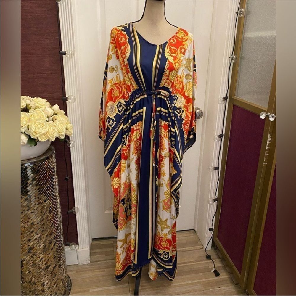 Beulah Style Elegant Floral Maxi tunic, one size